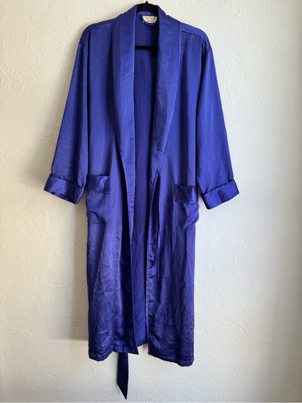 Victoria Secret Gold Label Royal Blue Satin Long Robe Size Small